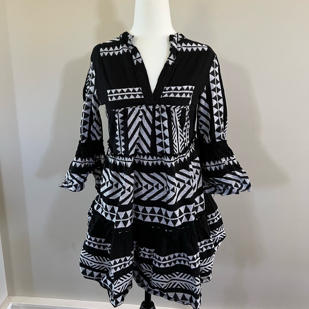 Gray Aztec Smock Tunic Mini Dress size M